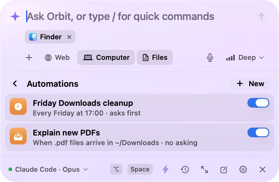 Orbix's Automations view with two routines
