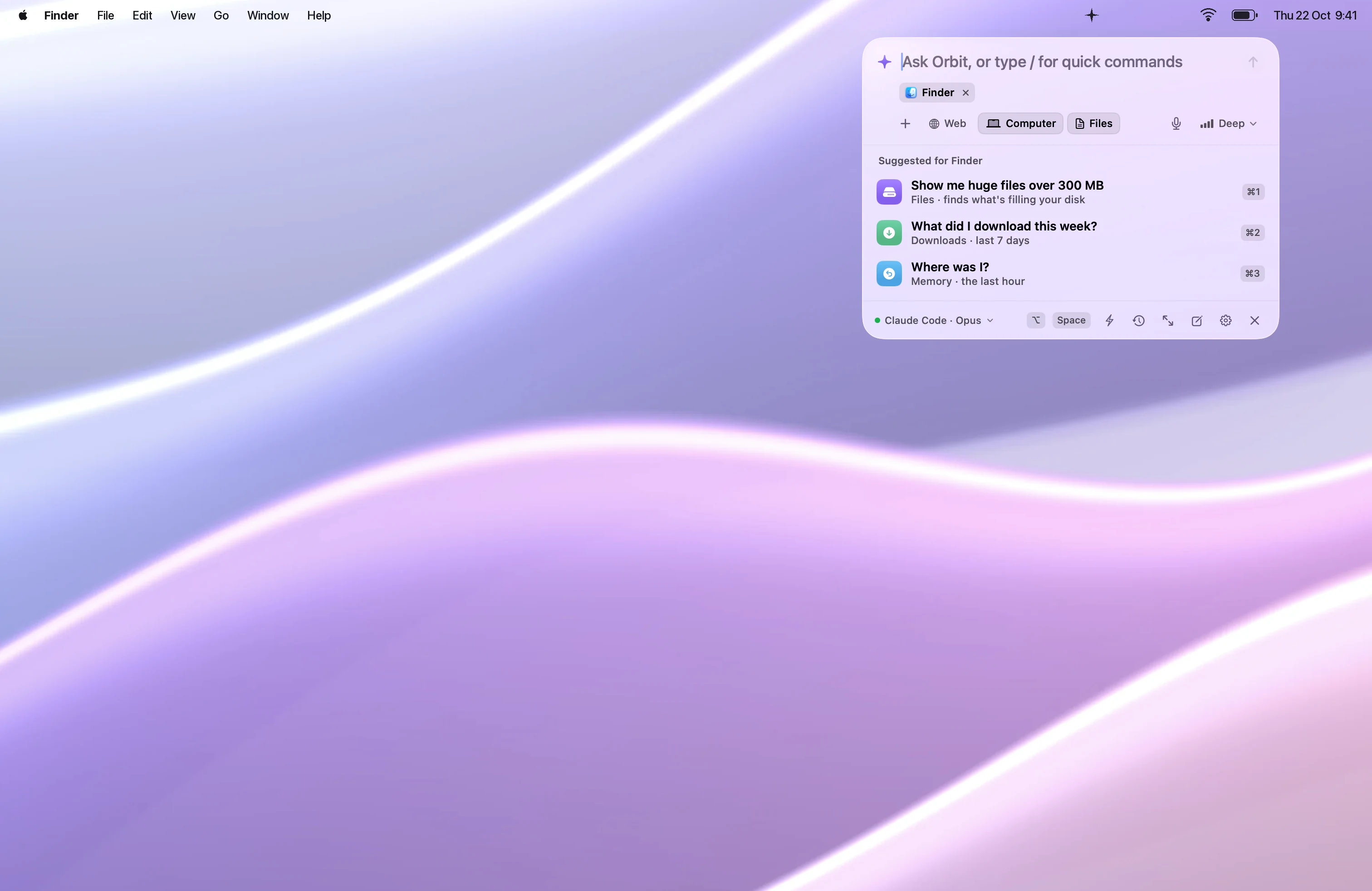 Orbix's panel open on a Mac